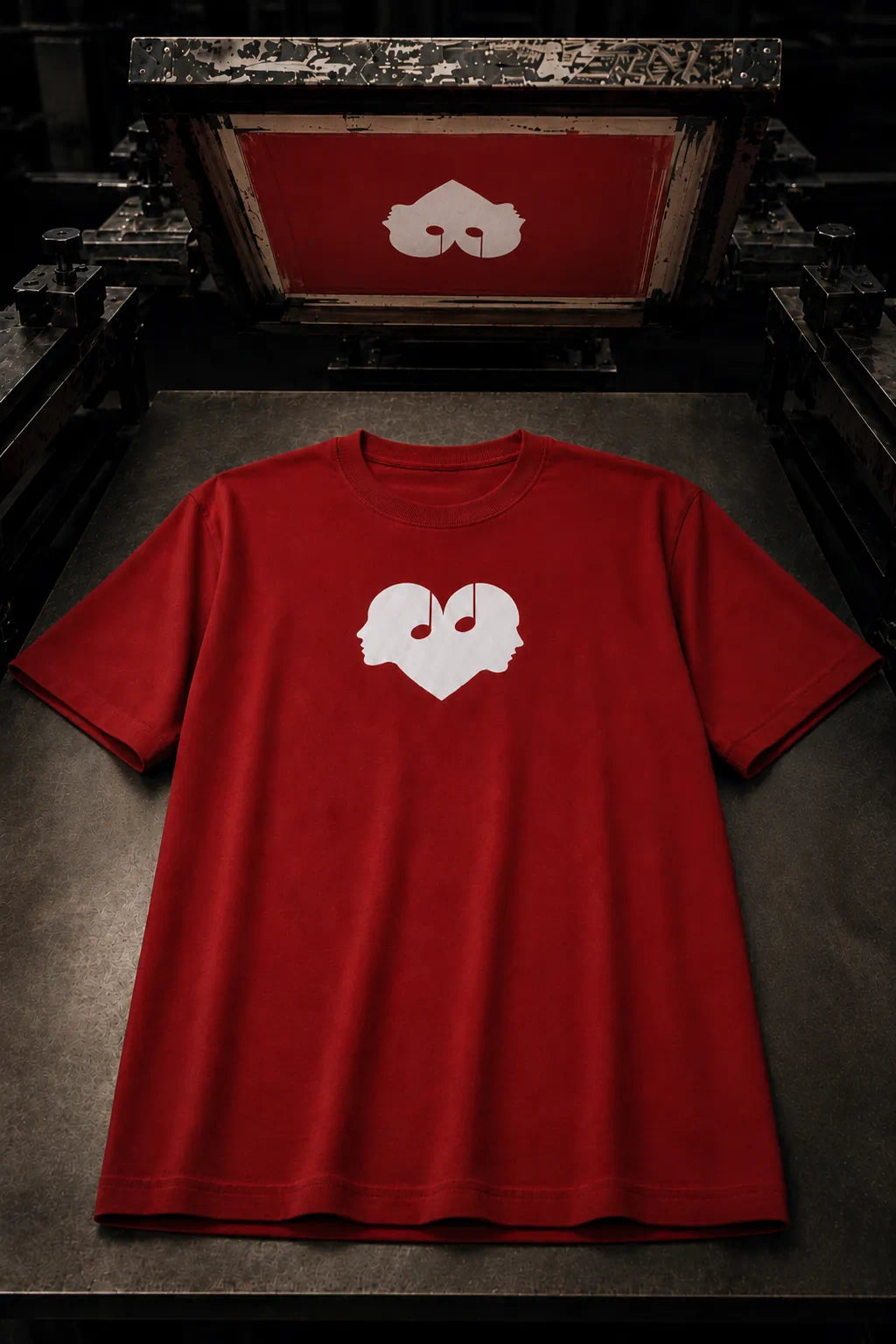 Screen printing of the Crimson Overture Oversized Tee