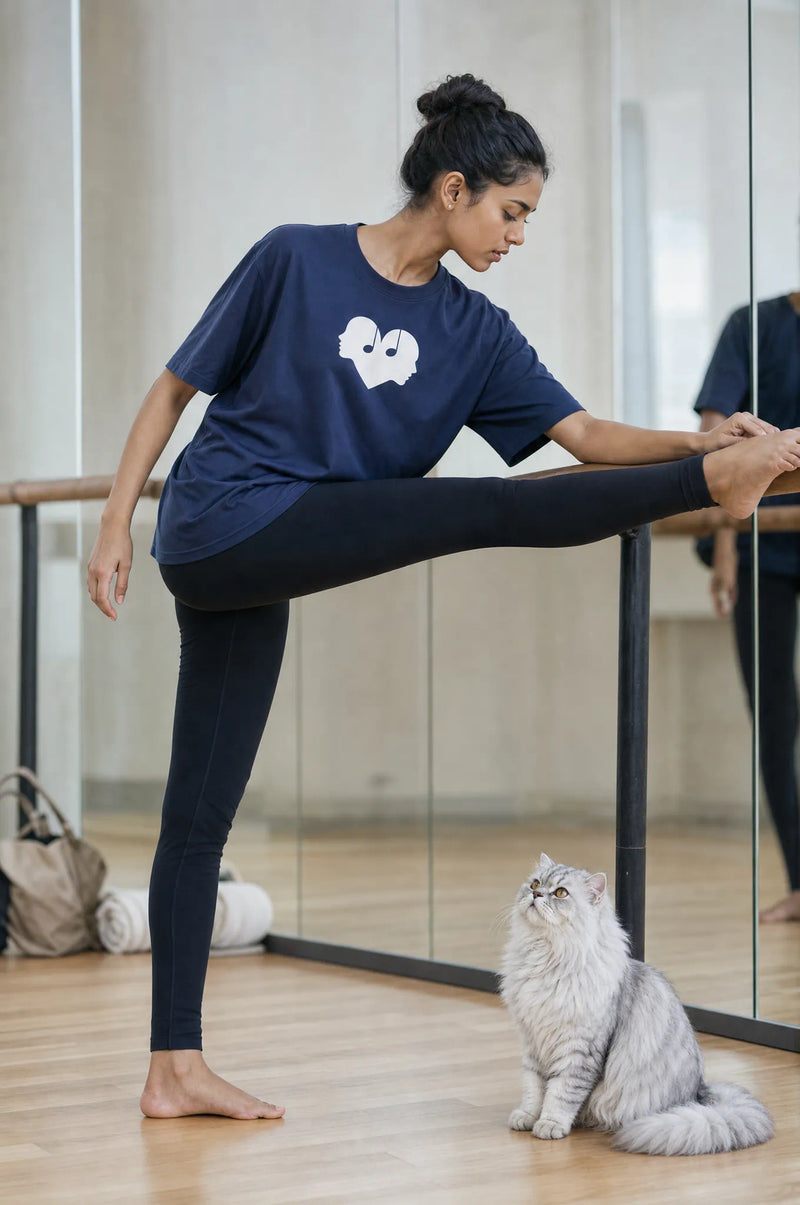 Ballerina in the Midnight blue Overture Oversized Tee