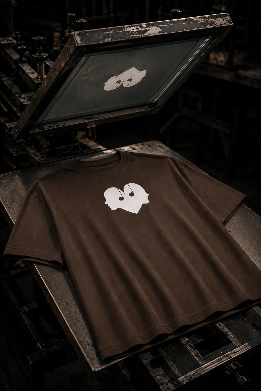 Screen printing of the Mocha Overture Oversized Tee